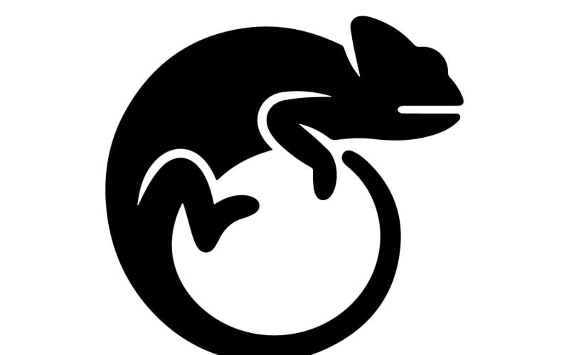 Minimalistisk kameleont bokstavsform silhuett logotypdesign