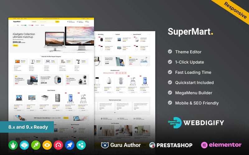 SuperMart – Mega Shop, Elektronischer Mehrzweck-Elementor-Prestashop-Shop