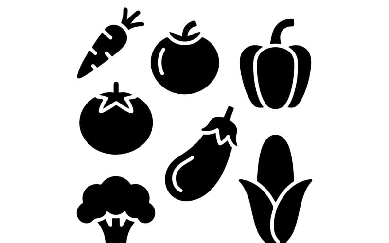 Gemüse-Set, minimalistische Silhouette, Vektorillustration