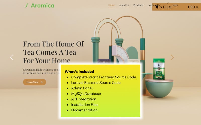 Aromica – kompletny skrypt witryny eCommerce w React Laravel z panelem administracyjnym