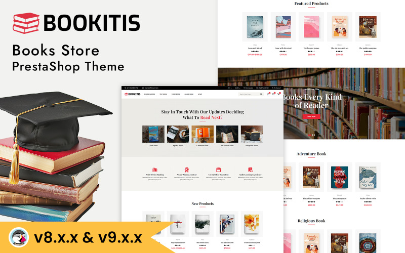 Bookitis — Тема оформления PrestaShop для книжного магазина и магазина канцелярских товаров.