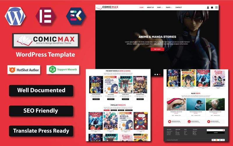 Comic Max – WordPress Elementor-mall för anime- och mangaberättelser