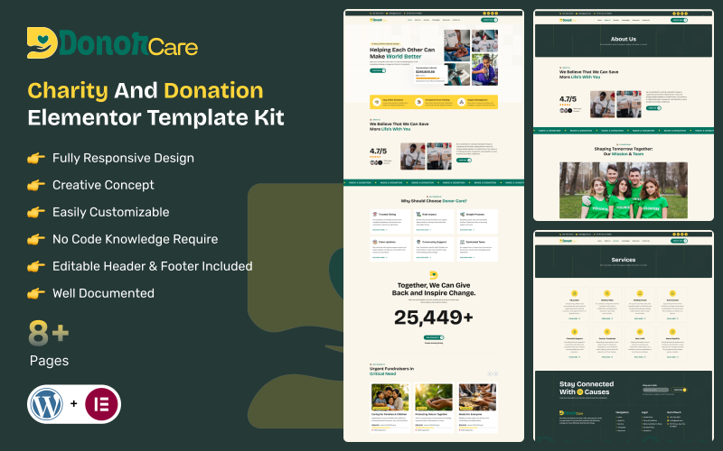 Givarvård - Välgörenhets- och donationselementmallkit