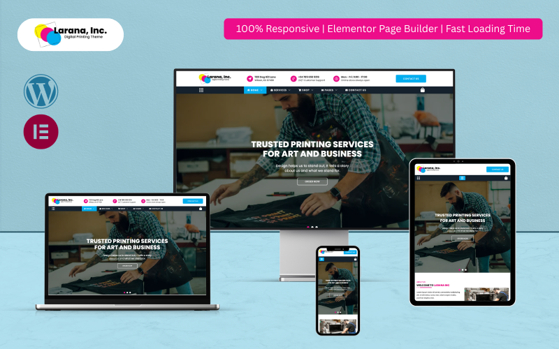 Larana Inc - Template WooCommerce Elementor per la stampa digitale