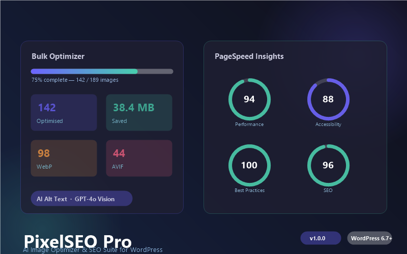 PixelSEO Pro – AI图像优化器和SEO套件