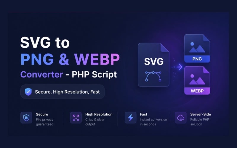 SVG 转 PNG 和 WEBP 在线转换器 - 高级 PHP 脚本