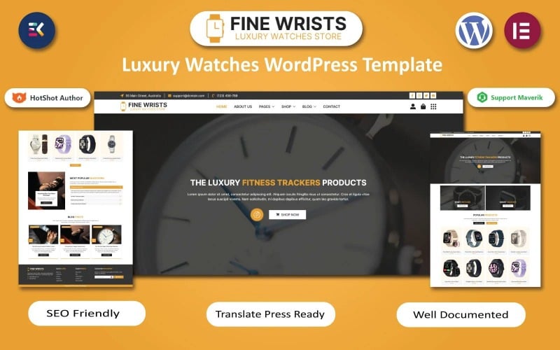 Fine Wrists - Магазин модных часов класса люкс на WordPress (шаблон Elementor)
