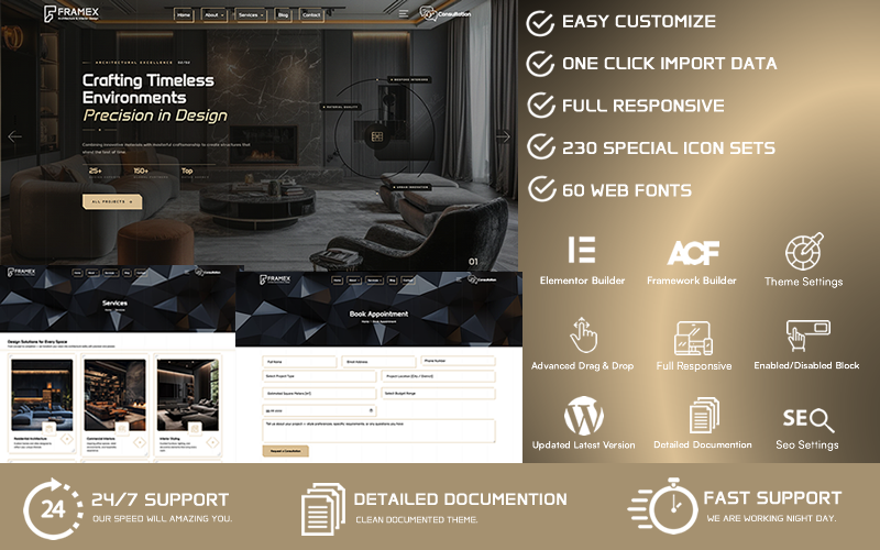 Framex – Thème WordPress d'architecture et de design d'intérieur