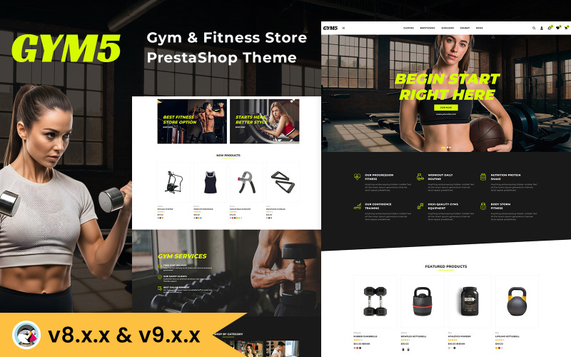 GYM5 — Тема оформления PrestaShop для магазинов товаров для спортзала и фитнеса
