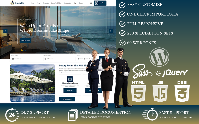 Hostello – Hotel & Accommodation Reservation WordPress Theme