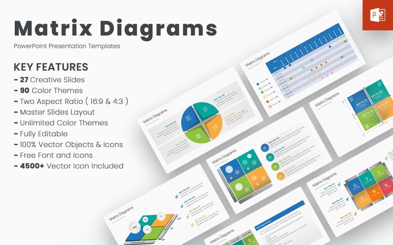 Matrixdiagrammen PowerPoint-sjablonen