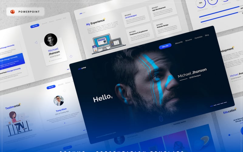 Современный шаблон резюме-портфолио для PowerPoint