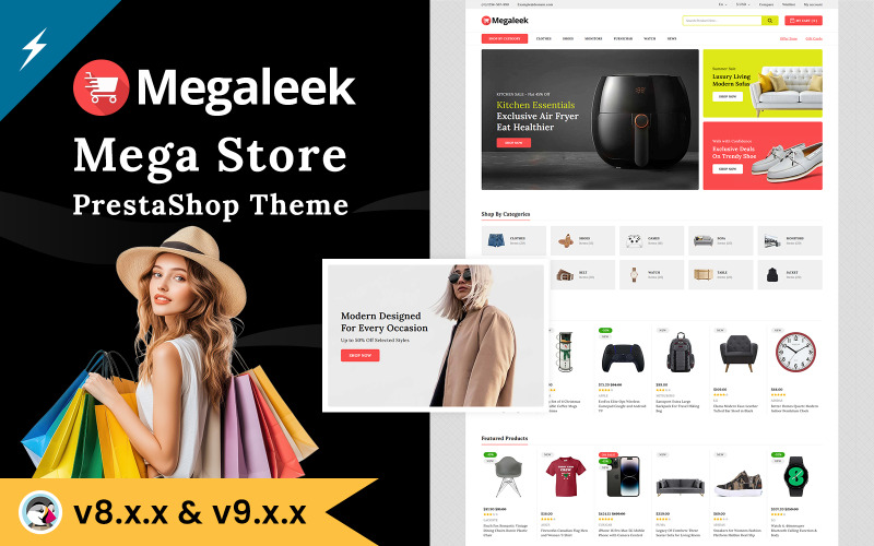 Megaleek — тема оформления PrestaShop для мегамаркетов и супермаркетов