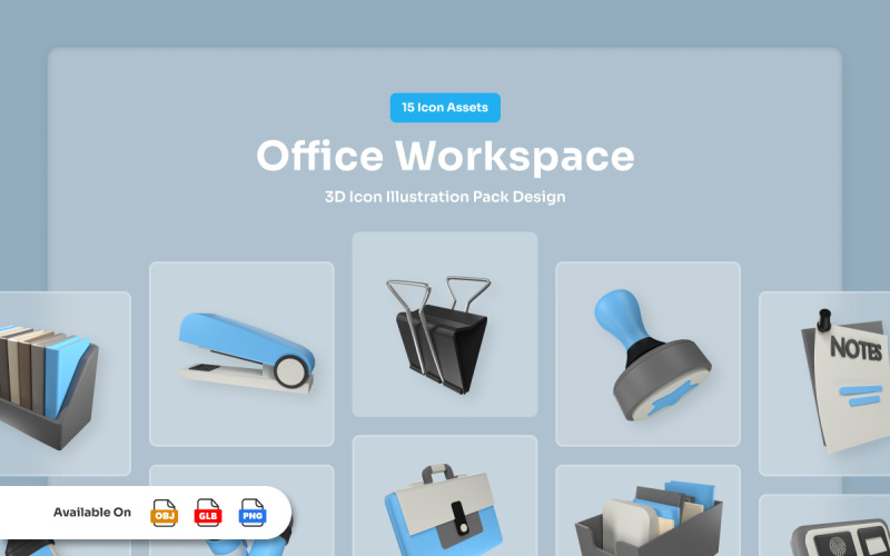 Sada 3D ikon dokumentů Office