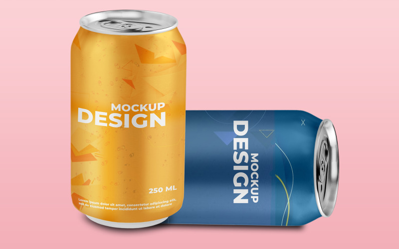 Soda Can Mockup Design PSD Template Graphic