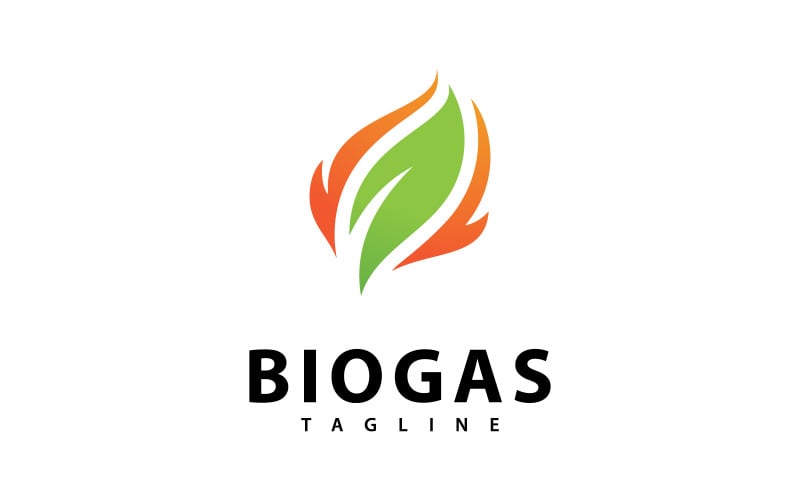 Biogasenergilogotyp med eld och lövelement 6