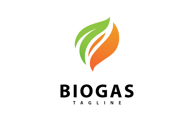 Biogasenergilogotyp med eld- och lövelement V7