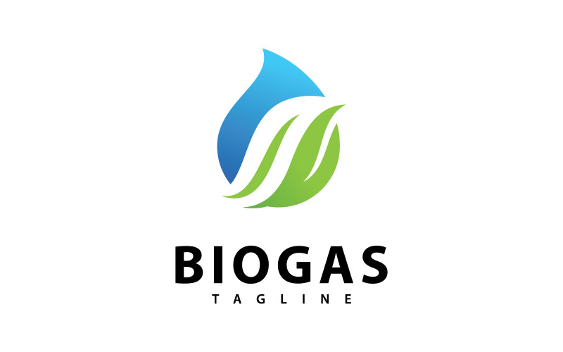 Biogasenergilogotyp med eld- och lövelement V8
