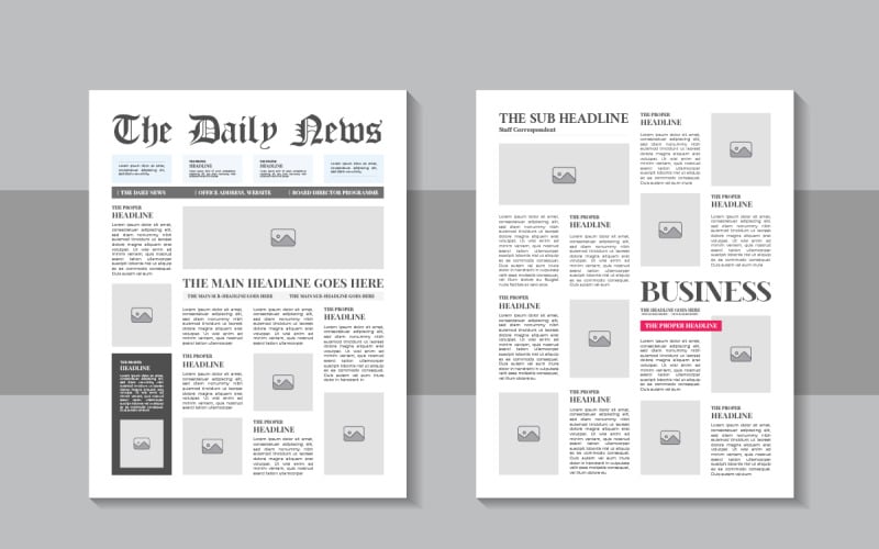 Klasszikus újságnapló sablon szerkeszthető szöveges cikkekkel és magazin elrendezéssel