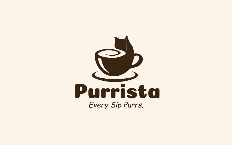 Purrista – Cat Coffee Cup Logo Template | Modern Cafe & Pet