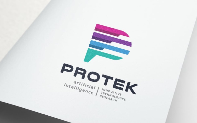 Protek Ai Tech bokstaven P-logotyp
