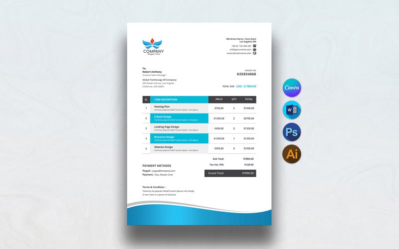 Canva and MS Word Invoice Template
