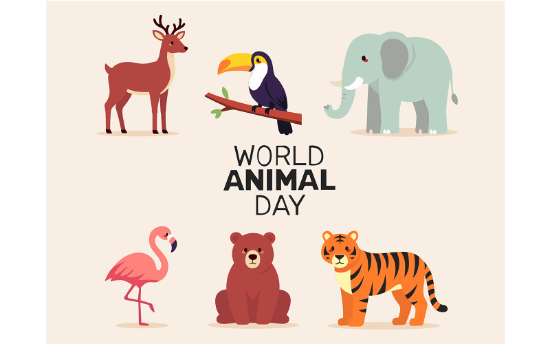 Illustratie van de viering van Wereld Dierendag