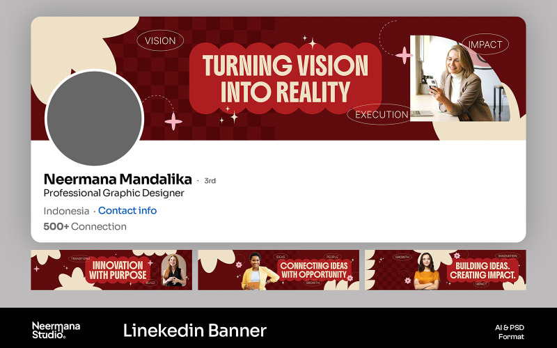 Красный ретро-баннер LinkedIn