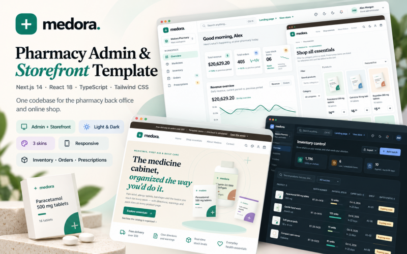Medora – Apotheken-Admin-Dashboard & Shopfront-Vorlage