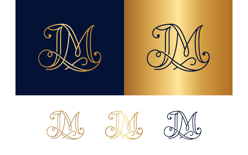 Logo monogramme JM élégant en noir et blanc.