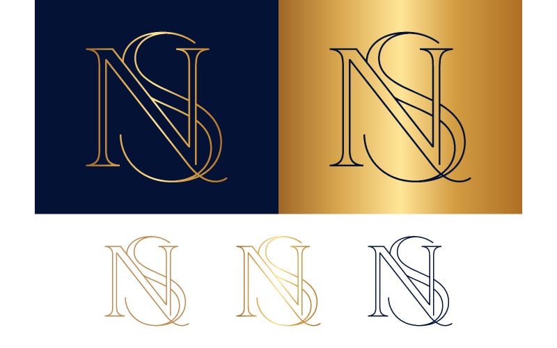 Monogramme NS minimaliste aux lignes fluides.
