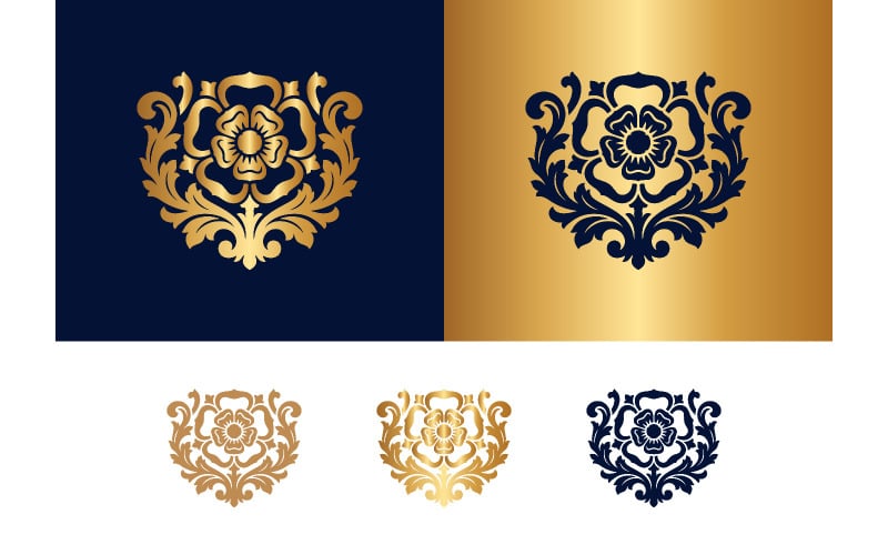 Motif damassé floral ornemental à base de rose noire.
