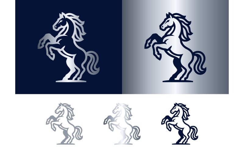 Silhouet van een paard dat op zijn achterpoten steigert.