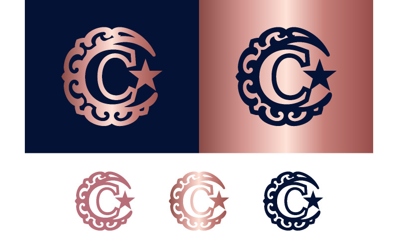 Monogramme C orné d'une étoile et d'un croissant.