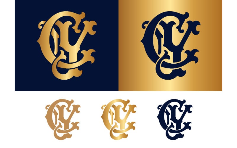 Monogram cy vintage embleem voor branding.