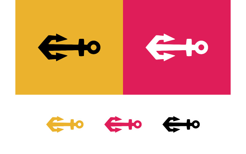 Icona a forma di ancora su sfondo giallo e rosa.