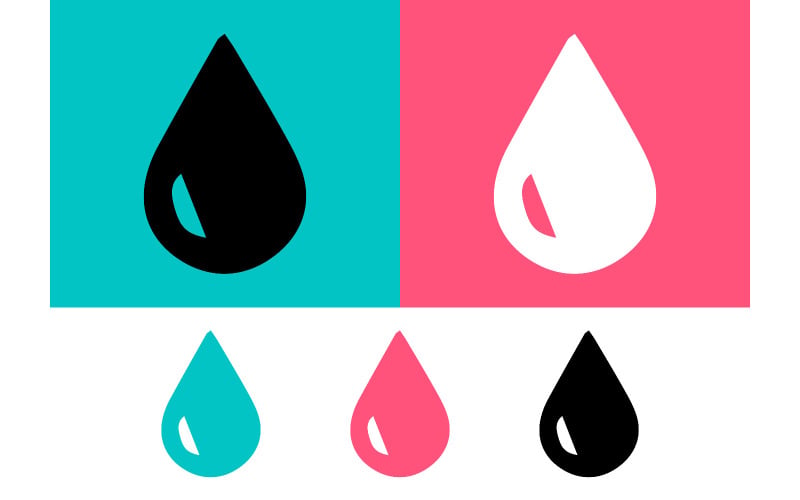 Ensemble d'éléments graphiques pour logo en forme de goutte d'eau.