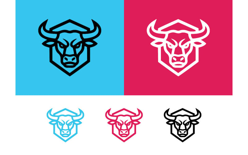 Conception graphique d'emblèmes de taureaux, logos et marques.