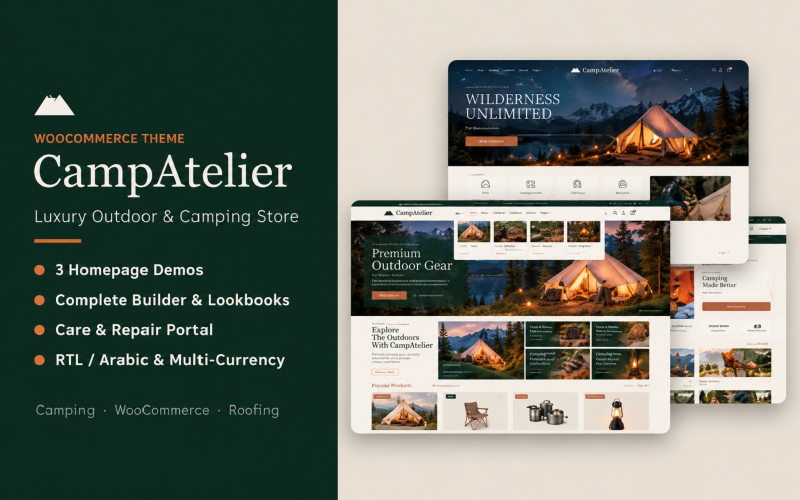 CampAtelier – роскошная тема WooCommerce для отдыха на природе и глэмпинга