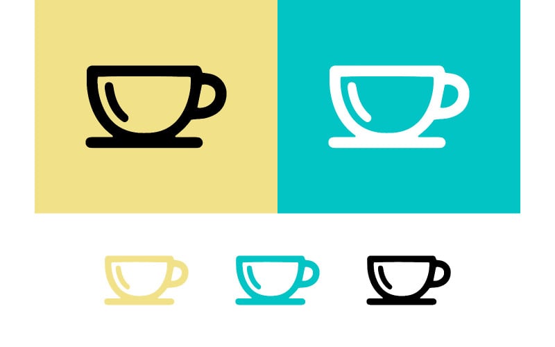 Varianti dell'icona della tazza di caffè dal design semplice.