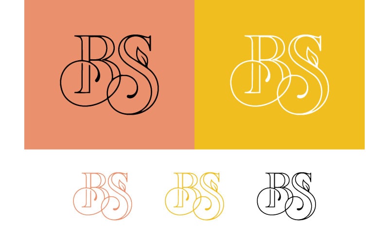 Monogram met de letter 'BS' en een bladmotief voor branding.