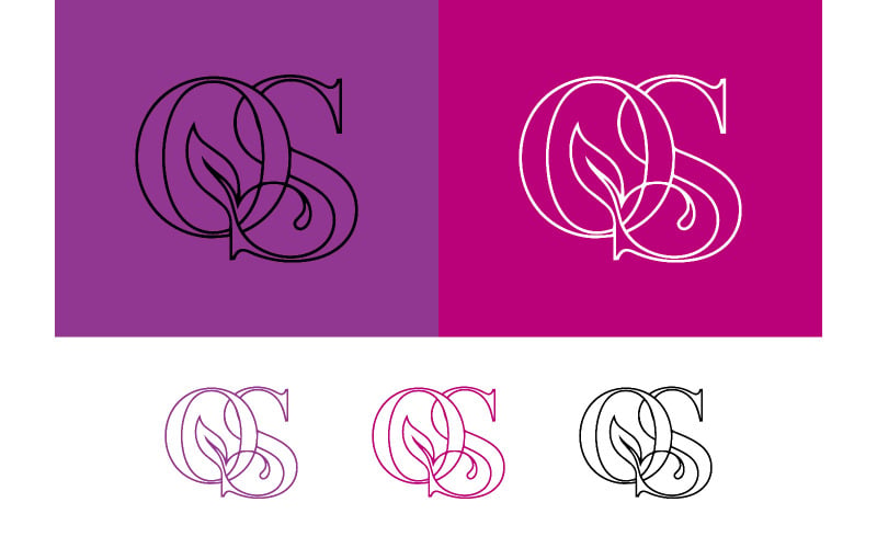 Logo con monogramma qs su sfondo viola.