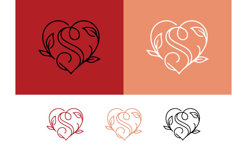 Hjärtans logotypdesign i rött och vitt.