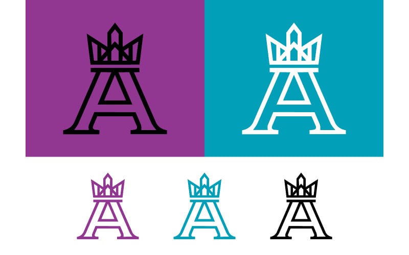 Logo con la lettera A e il contorno geometrico di una corona.