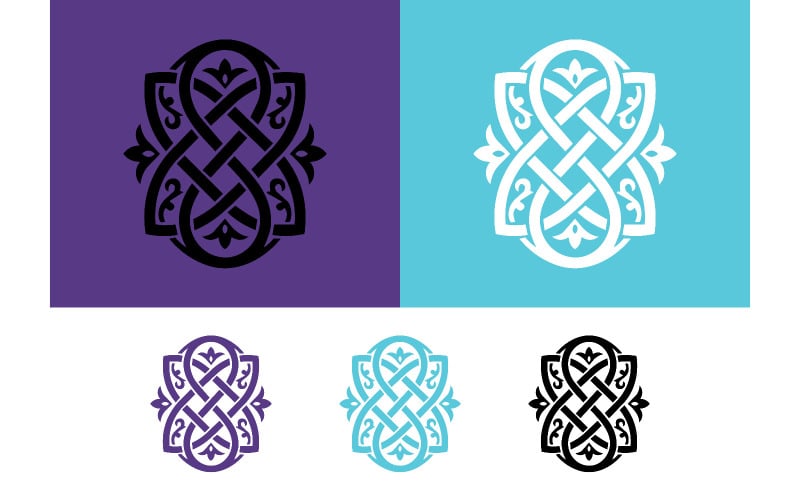 Logo con monogramma a S e nodo celtico.