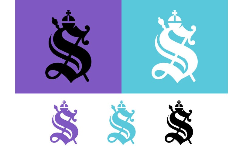 Logo con emblema a forma di lettera gotica s, corona e scettro.