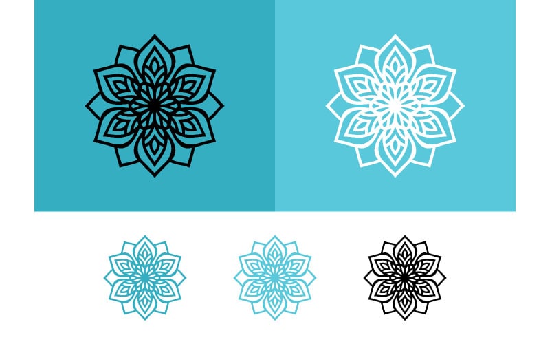 Sfondo grafico mandala nei toni del ciano e del blu.