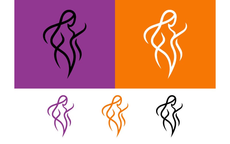 Abstracte vrouwenfiguur die danst met elegante, vloeiende lijnen in paars.