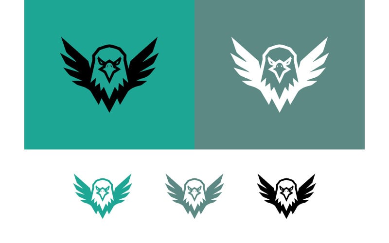 Logo d'aigle : silhouette de tête et d'ailes, emblème.