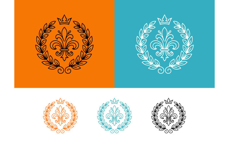 法国 fleur de lis 会徽皇冠月桂树标志。
